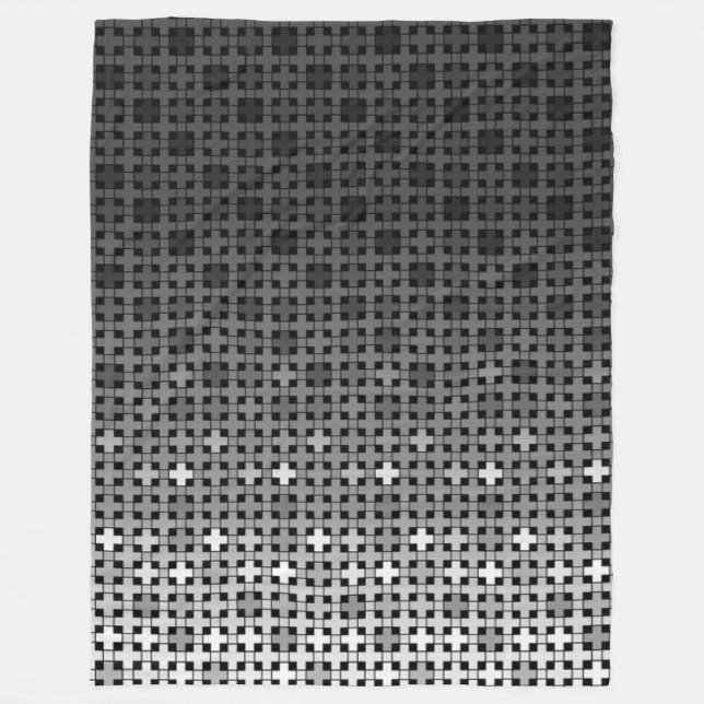 Svart och vit geometrisk övertoning mönster fleecefilt (Framsidan)