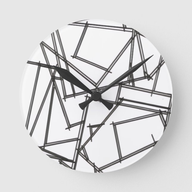Svart Och Vit Geometrisk Rund Klocka (Framsida)