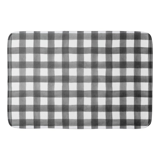 Svart och vit Gingham Buffalo Check Rutig Badrumsmatta (Framsidan)