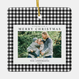 Svart och vit Gingham jul 2 Foto Julgransprydnad Keramik