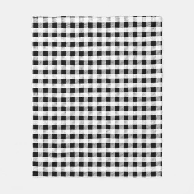 Svart och vit Gingham-mönsterdesign Fleecefilt (Framsidan)
