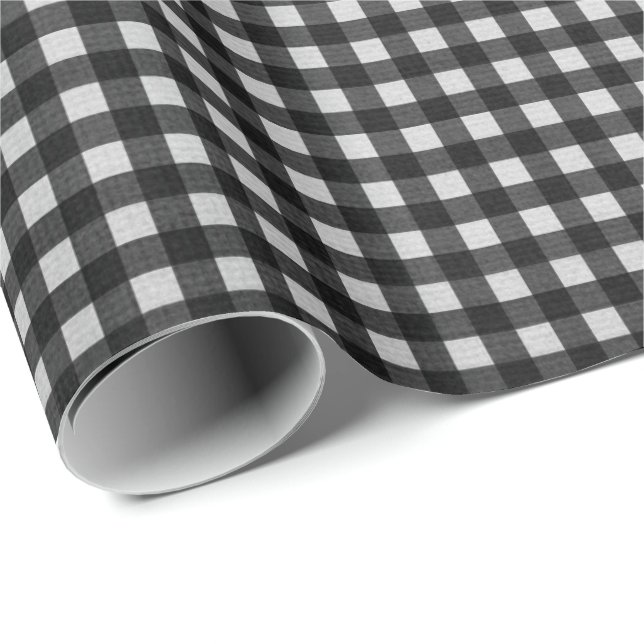 Svart och vit Gingham Presentpapper (Rullad Hörn)