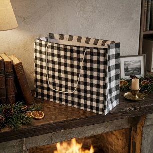 Svart och vit gingham rutig rustik lantgård 
