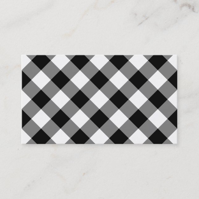 Svart och vit gingham visitkort (Framsida)