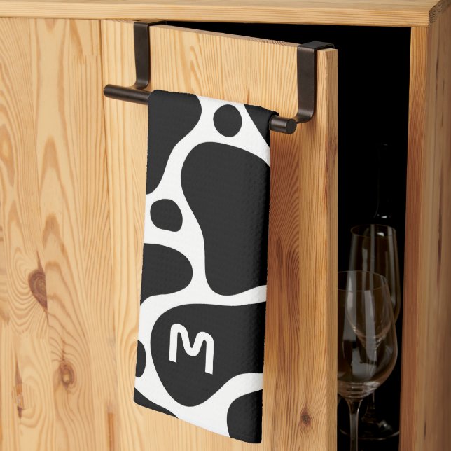 Svart och vit giraffe mönster kökshandduk (Thirds Fold)