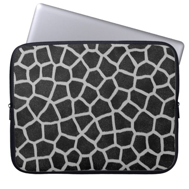 Svart och vit girafftryck laptop fodral (Framsidan)