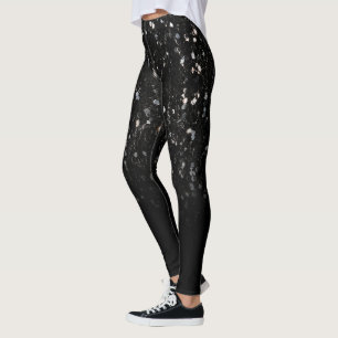 Svart och vit glansig glitter-gläns, ombre leggings