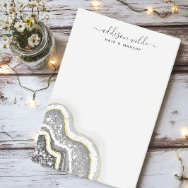 Svart Och Vit Glitter Agat Geod Lyx Affärer Post-it Block