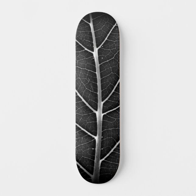 Svart och vit glödande löv nära mini skateboard bräda 18,5 cm (Framsida)