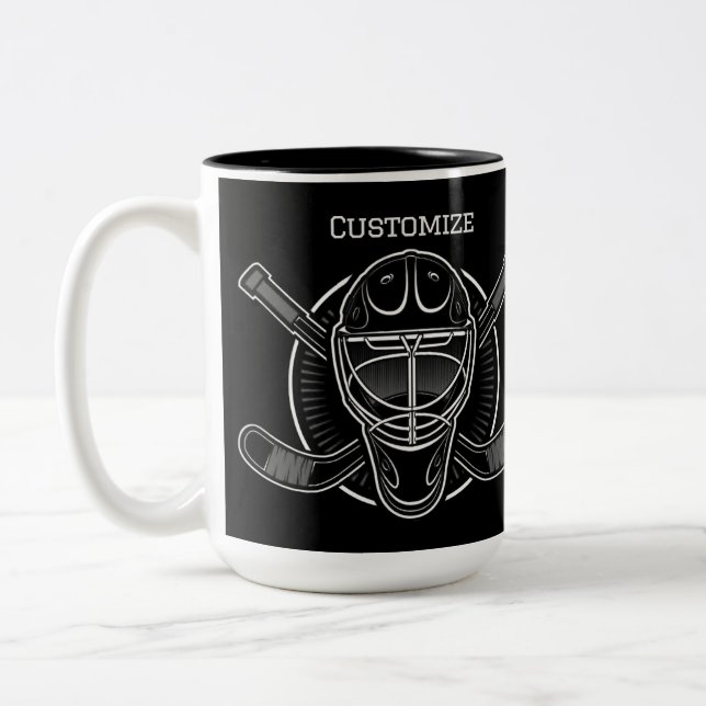Svart och vit Goalie-mask Två-Tonad Mugg (Vänster)
