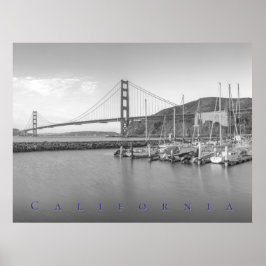 Svart och vit Golden Gate-bron vid Marina Poster