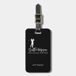 Svart och vit golfspelarens namn bagagebricka