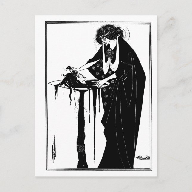 Svart och vit gothisk art nouveau Salome Vykort (Framsida)