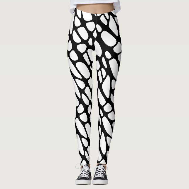 Svart och vit gotik Organic Webben Mönster Leggings (Framsida)