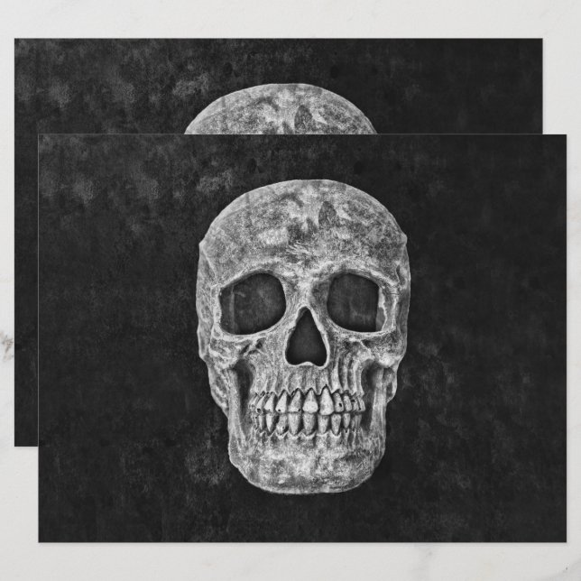 Svart och vit gotin Grunge med skullhuvud (Fram/baksida)