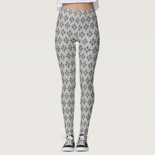 svart och vit grå geometrisk fin mönster leggings
