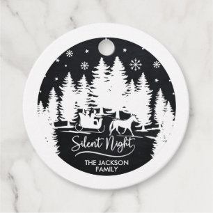 Svart och vit gräs-snöflake, tyst nattslö gåvor etiketter