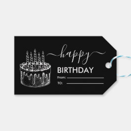 Svart och vit  Grattis på födelsedagen Presentetikett