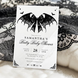 Svart och vit Halloween-babyinställarinbjudan Inbjudningar