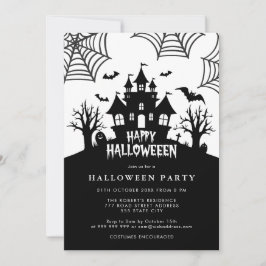Svart och vit Halloween fest i hemmet Inbjudningar