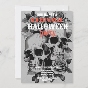 Svart och vit Halloween fest, stressade Döskallar Inbjudningar