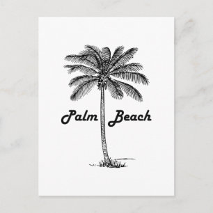 Svart och vit Handflatan Beach Florida & Handflata Vykort