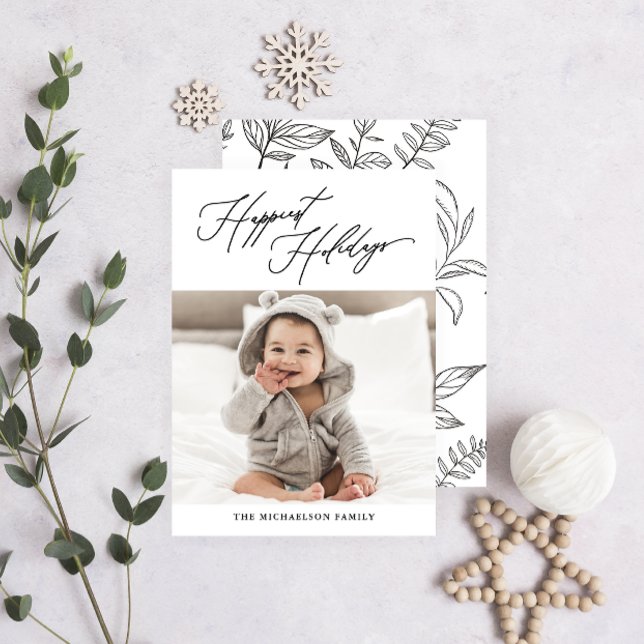 Svart och vit Happiest Helgdagar Foto Julkort (Skapare uppladdad)