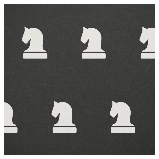 Svart och vit hästknight chess biet mönster tyg (Provkarta)
