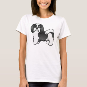 Svart Och Vit Havanesiskt Sött Tecknat Hund T Shirt