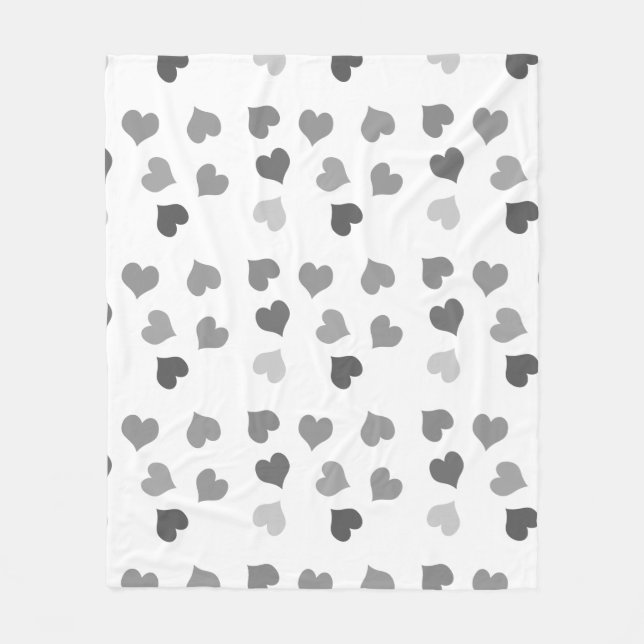 Svart och vit hjärtan fleecefilt (Framsidan)