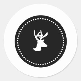 Svart och vit Hjort Silhouette-julpåsar Runt Klistermärke