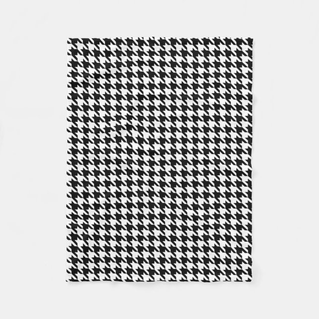 Svart och vit houndstooth fleecefilt (Framsidan)