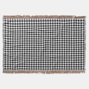 Svart och vit houndstooth Geometric Mönster Filt