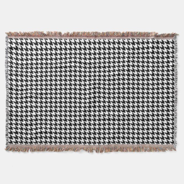 Svart och vit houndstooth Geometric Mönster Filt (Framsidan)