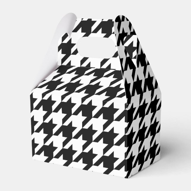 Svart och vit houndstooth-kontroll presentaskar (Framsidan Sidan)