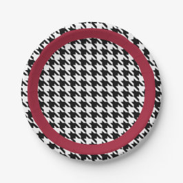 Svart och vit houndstooth med krimson accent
