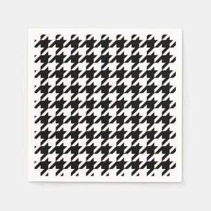 Svart och vit Houndstooth-ruta Pappersservett