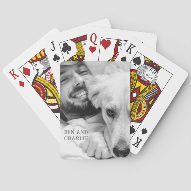Svart och vit hund foto  casinokort (Baksidan)
