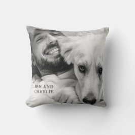 Svart och vit hund foto  kudde