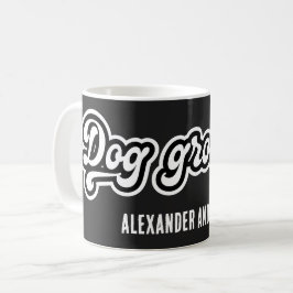 Svart och vit Hund Groomer Fold Typografi Kaffemugg