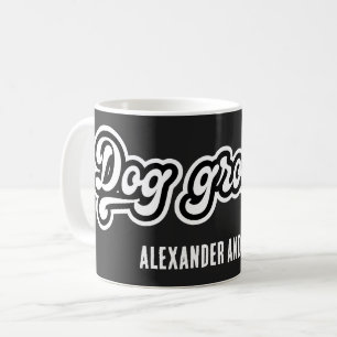 Svart och vit Hund Groomer Fold Typografi Kaffemugg