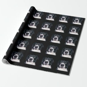 Svart och vit hundansikte presentpapper