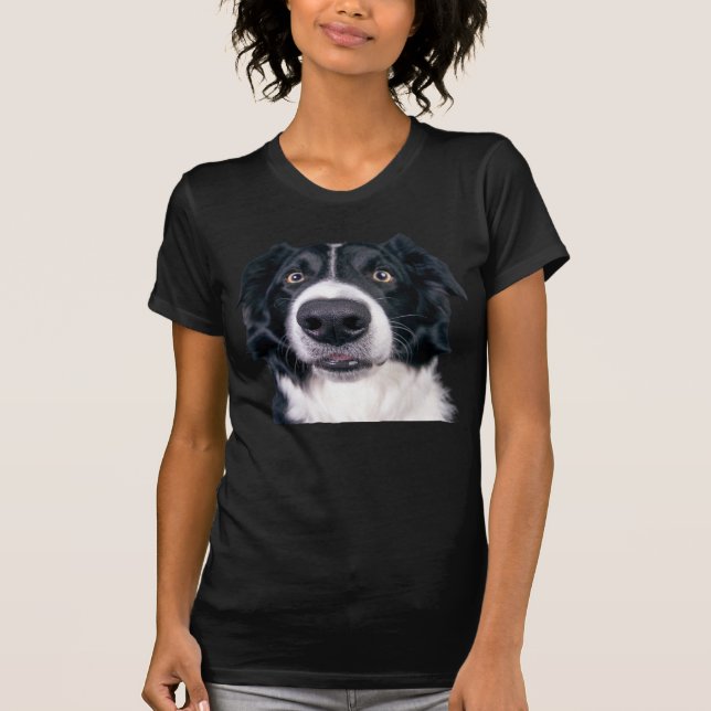 Svart och vit hundansikte t shirt (Framsida)