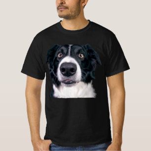 Svart och vit hundansikte t shirt