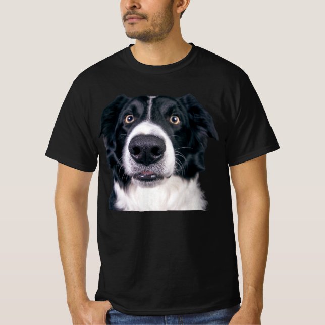 Svart och vit hundansikte t shirt (Framsida)