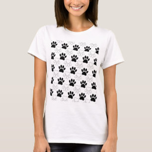 Svart och vit hundvalpsavtrycksmönster tee shirt