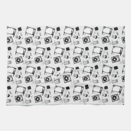 Svart och vit hushållsdesign kökshandduk