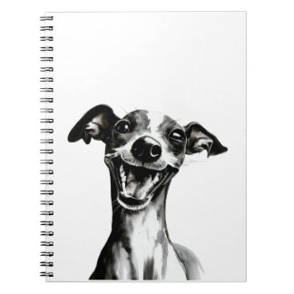 Svart och vit Iggy | Cute Italienska greyhound Anteckningsbok