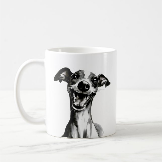 Svart och vit Iggy | Cute Italienska greyhound Kaffemugg (Vänster)