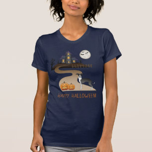 Svart Och Vit Iggy Och Halloween Spökhus T Shirt